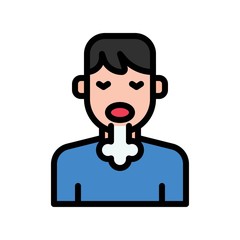 corona virus related vomiting patient vector with editable stroke,