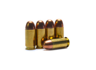 cartridges of .45 ACP pistols ammo isolated