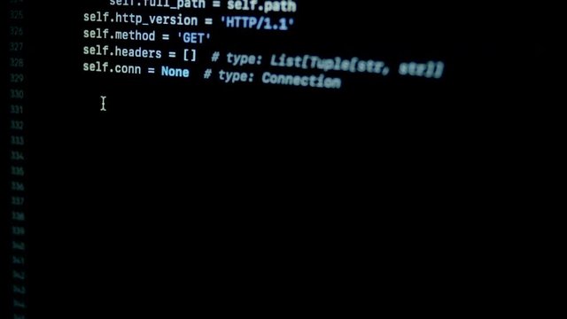 4.8 Scroll and type python py programming code on laptop screen