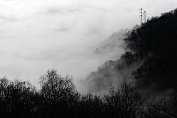 tralicci nella nebbia