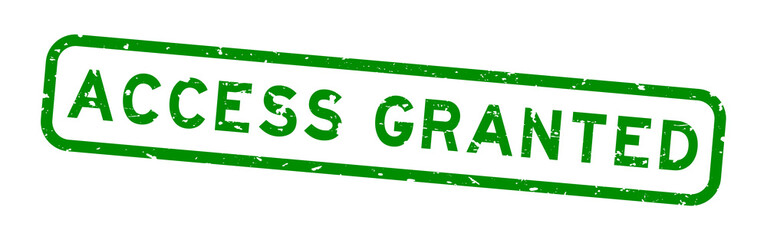 Grunge green access granted word square rubber seal stamp on white background