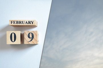 February 9, Blue sky with clound.