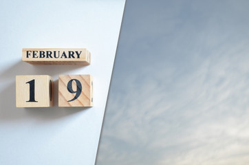 February 19, Blue sky with clound.