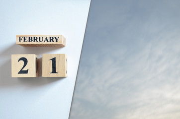 February 21, Blue sky with clound.
