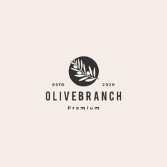 olive oil tree branch logo hipster vintage retro vector icon illustration