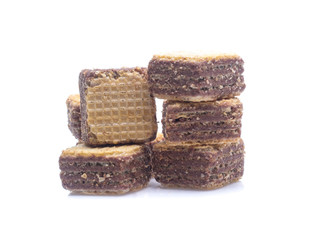 wafer chocolate dessert on white background