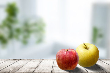 Apples on wooden table