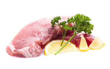 Fresh raw beef steak isolated on white background