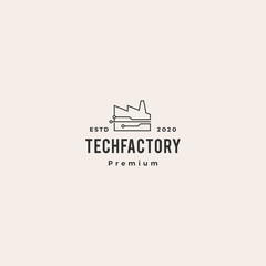 Naklejka premium smart factory tech logo vector icon illustration hipster vintage retro