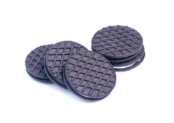 Chocolate Sandwich cracker on white background