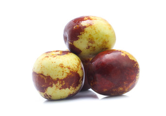 Jujube fruits close up on white