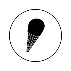 Ice cream. Vector illustration in the form of a round black and white icon for websites.