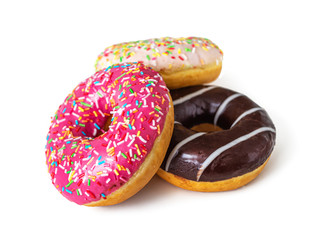 Glazed donuts on a white background