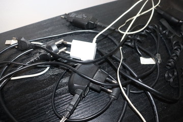phone chargers on office table