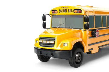 Yellow school bus isolated on white. Transport for students