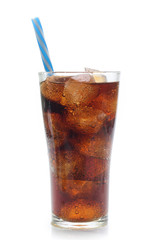 Cola in a glass isolated on white
