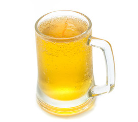 Glass of cold beer on a white background