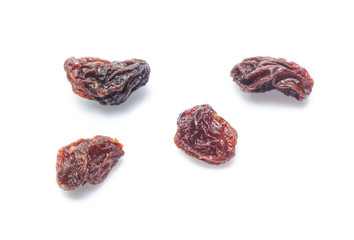 Organic dried Raisins isolated on white background