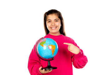 Preteen girl with pink jersey