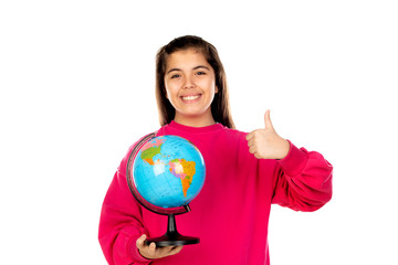 Preteen girl with pink jersey