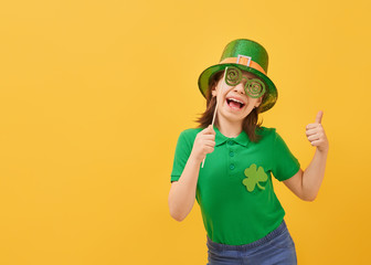 girl in leprechaun hat