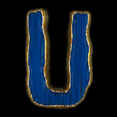 Industrial metal alphabet letter U 3D