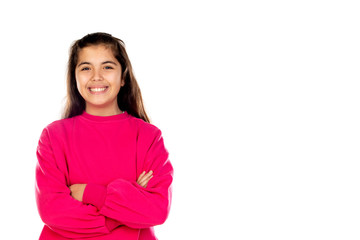 Preteen girl with pink jersey