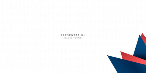 Red blue triangle abstract background for presentation design with dot pattern in white background