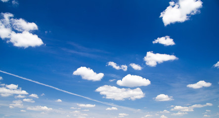 Blue sky background with tiny clouds
