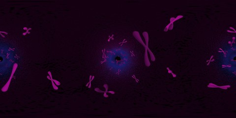 Fototapeta na wymiar 3d illustration of Chromosome scientific background. Equirectangular 360 VR image. The medical panoramic background.