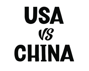 USA vs China conflict text  concept, vector lettering of hand drawn for projects, website. Vector illustration isolated on white background. EPS 10