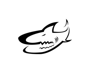 simple vector logo design of a shark