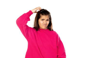 Preteen girl with pink jersey