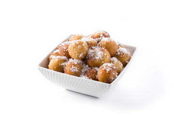 Carnival fritters or buñuelos de viento for holy week isolated on white background