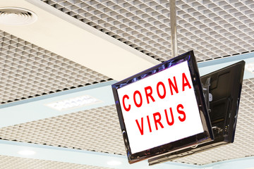 Coronavirus. Isolated on white.Clipping Path. monitor. Virus warning. Black and white.