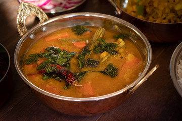 Sambar- south Indian lentil and vegetables spicy stew