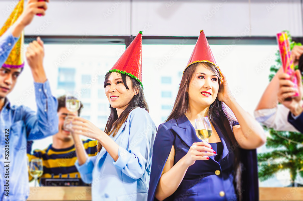 Wall mural business colleagues having party at office