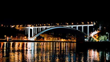 Fototapeta na wymiar Porto harbour bridge at night