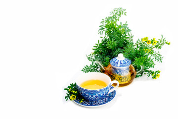 Rue infusion ( Ruta Graveolens ) blank background