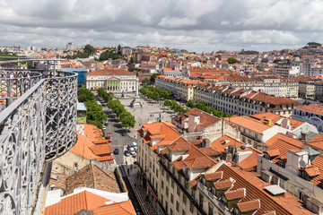 Fototapeta na wymiar Panoramic aerial view of Lisbon on a sunny summer day.