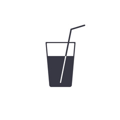 Juice Glass with a straw icon, Vector isolated flat design illustration