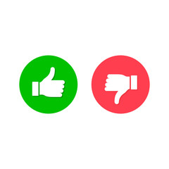 Obraz premium Thumbs up thumbs down symbol, Like and dislike icon isolated on circle. Vector