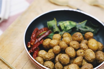 Baked potatoes with beautiful textures