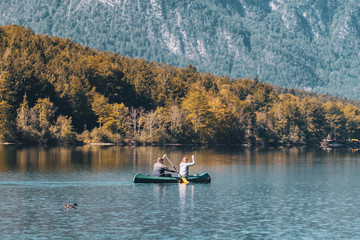 Kayaking on a lake