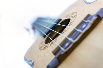 Brown ukulele hawaiian guitar isolated on white background