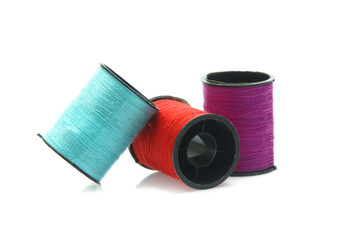 Colorful yarn on spool, yarn on tube, cotton, wool, linen thread