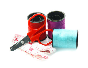 Colorful yarn on spool, yarn on tube, cotton, wool, linen thread