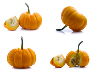 set of yellow pumpkin isolated on white