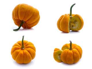 set of yellow pumpkin isolated on white