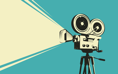 Movie camera retro. Cinema, projector vintage vector